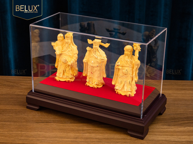 Bộ tượng tam đa Phúc Lộc Thọ vàng cát cao 10cm